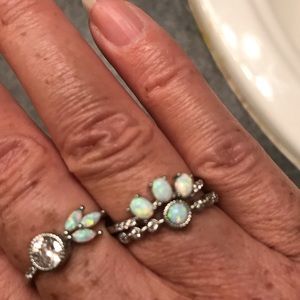 NWT 3 piece stacking sterling silver opal rings